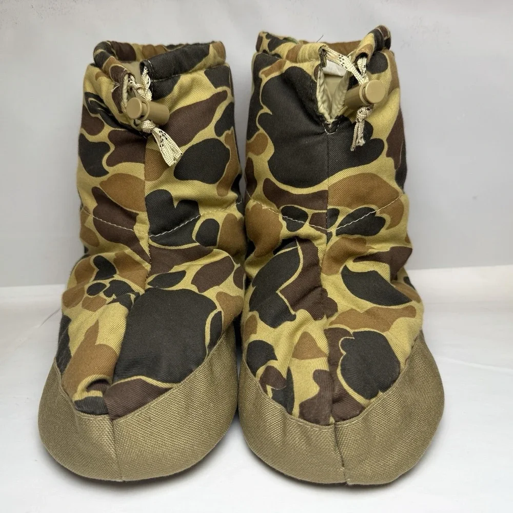 Vintage Fieldline Lightweight Warm Hunting Camping Booties Brown‎ Camo Sz M